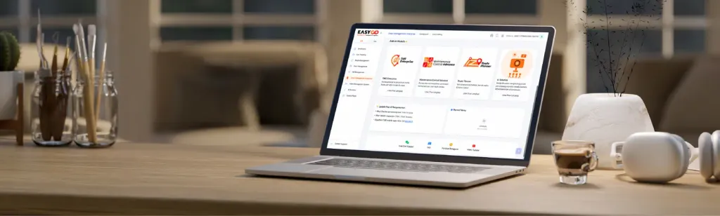 Halaman modul TMS EasyGo yang dapat disesuaikan di laptop