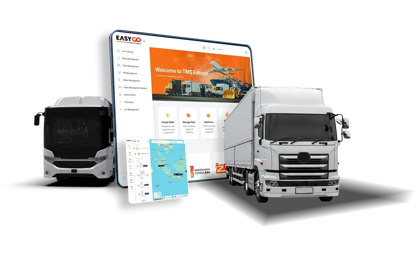 Dashboard TMS EasyGo dengan pelacakan armada dan monitoring kendaraan real-time